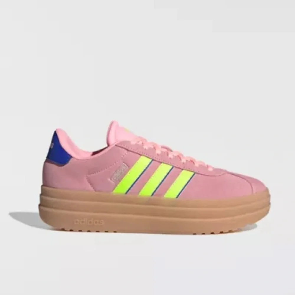 NEW Adidas Women's VL Court Bold Suede Sneaker Platform in Pink Spark